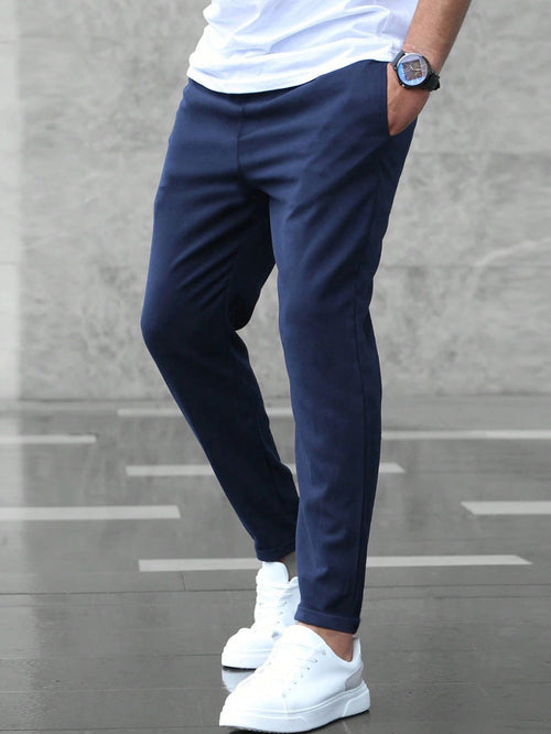 DenimDare™ Men’s Slim Fit Casual Pants With Drawstring & Pockets