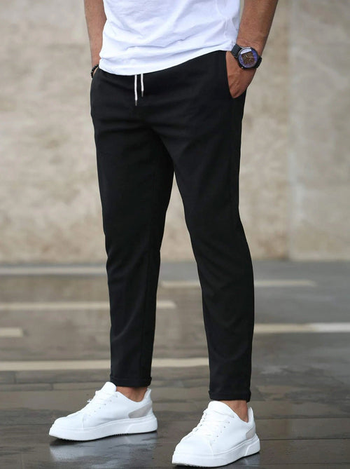 DenimDare™ Men’s Slim Fit Casual Pants With Drawstring & Pockets
